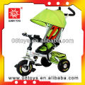 Bright plastic baby tricycle with canopy